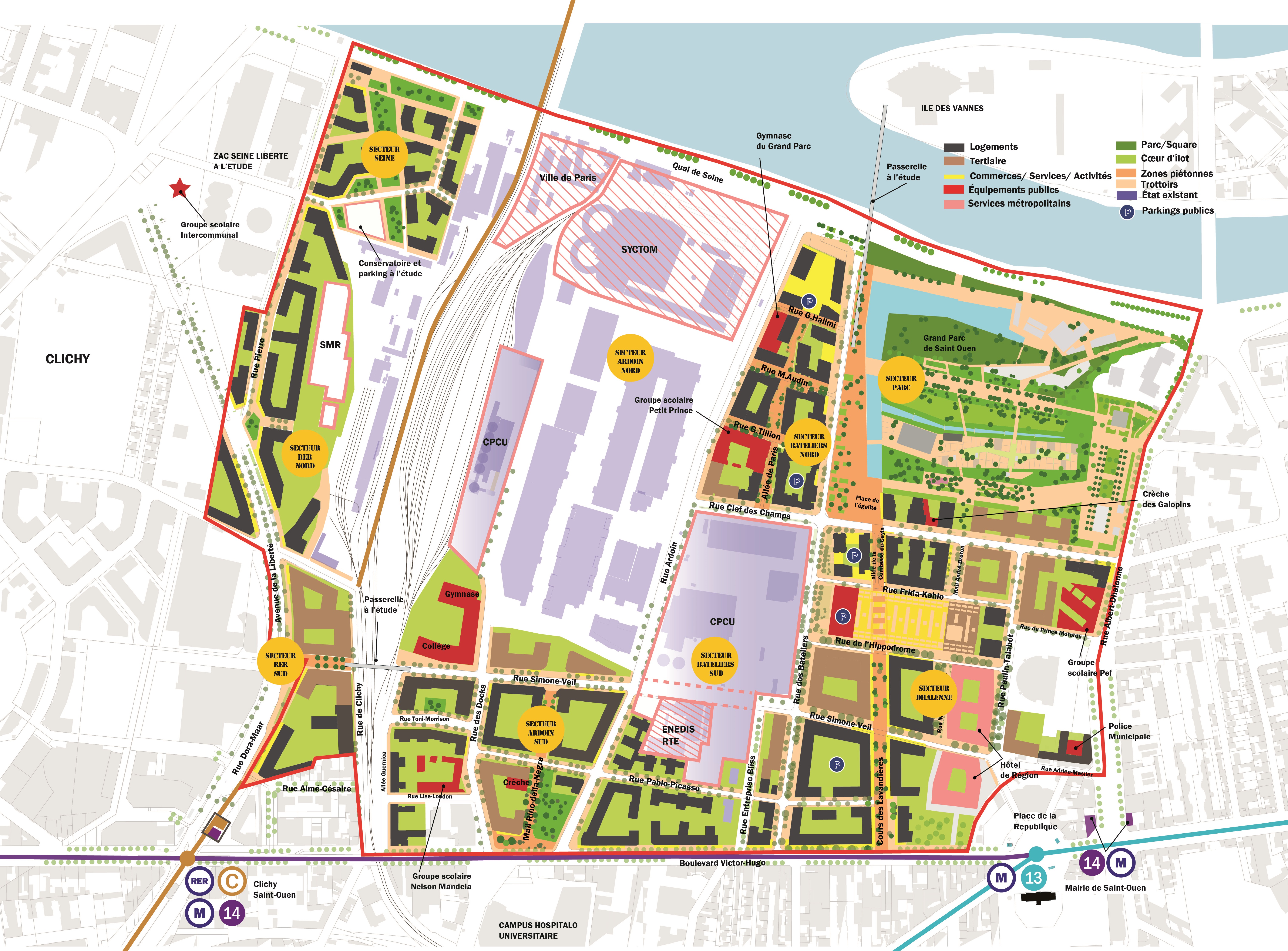 Plan d’ensemble ZAC des Docks – secteurs